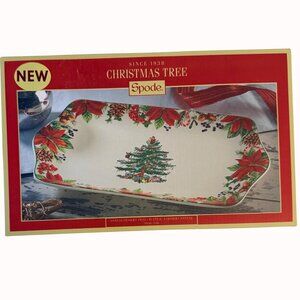 Spode Christmas Tree Dessert Tray 2020 Annual Poinsettia Candy Cane Fine China